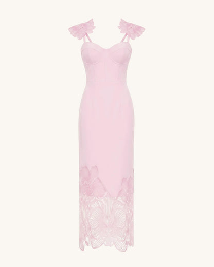 Orchid Embroidered Corset Dress - Dusty Rose