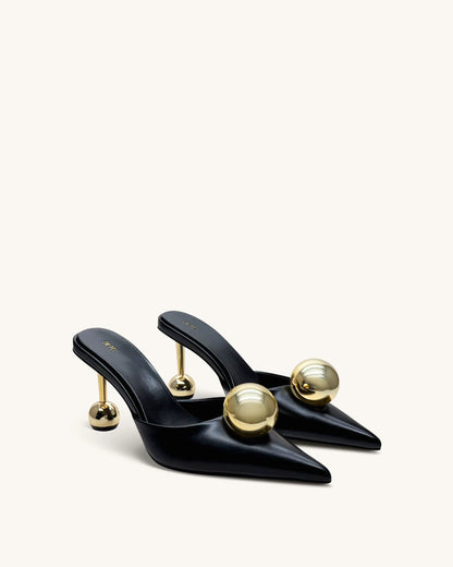 Sofia Sphere Heel Mules - Black