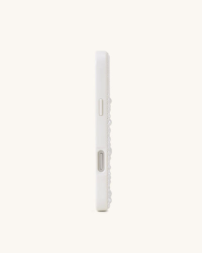Butterfly Pearl Embellished Phone Case - White