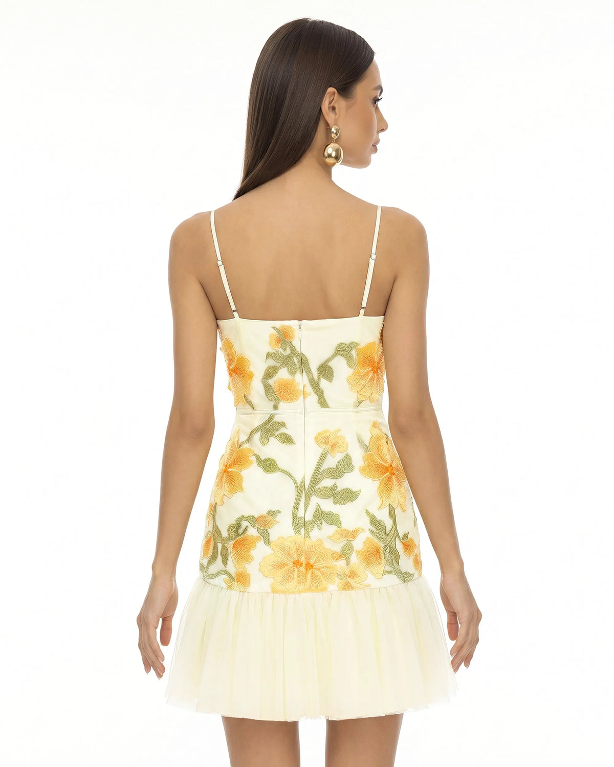 Floral Sling Mini Dress - Marigold