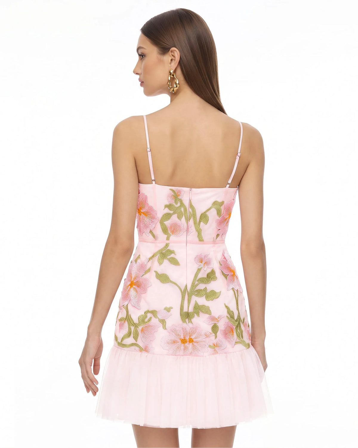 Floral Sling Mini Dress - Rose Pink