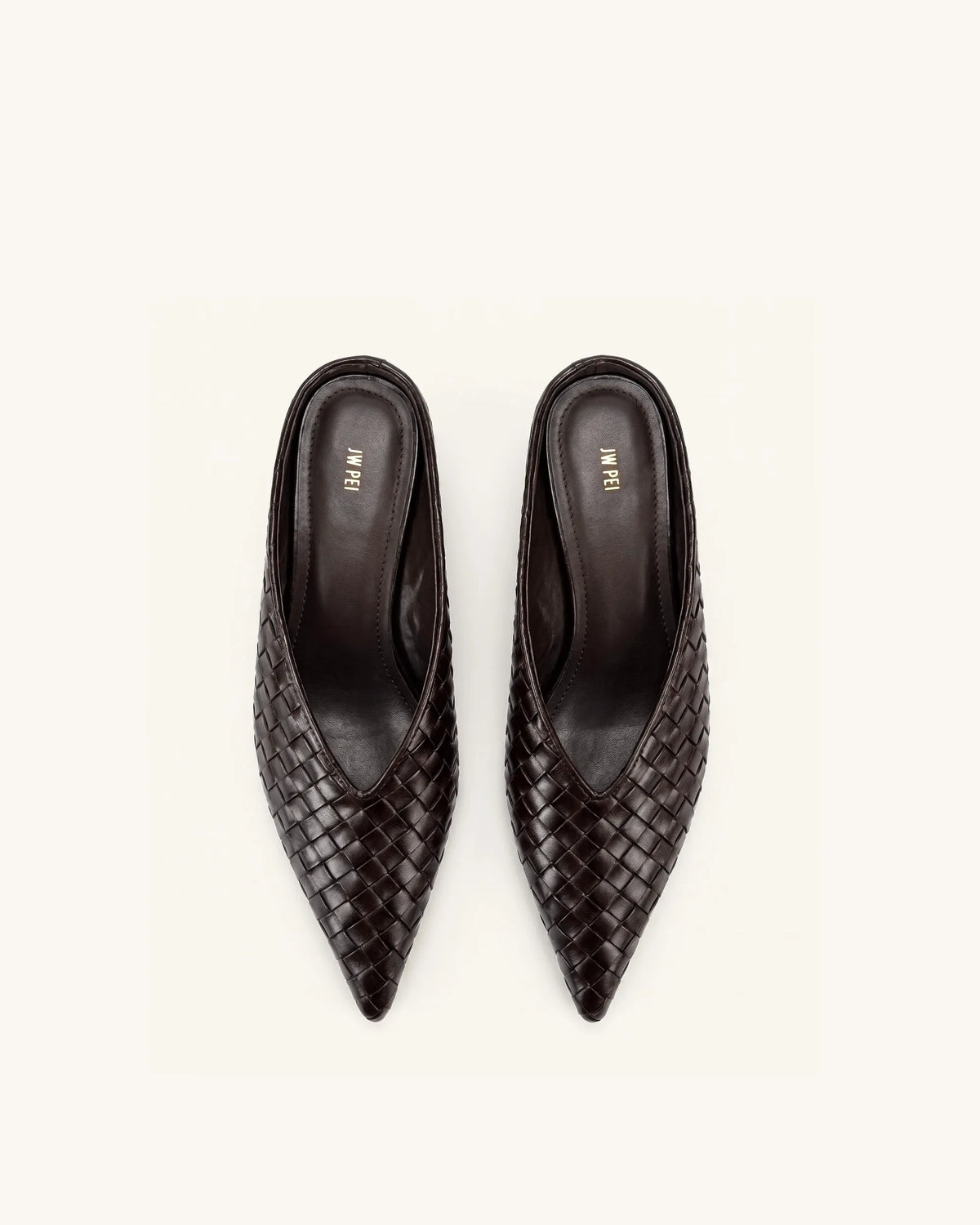Helena Woven Textured Pointed Toe Mules - Burgundy