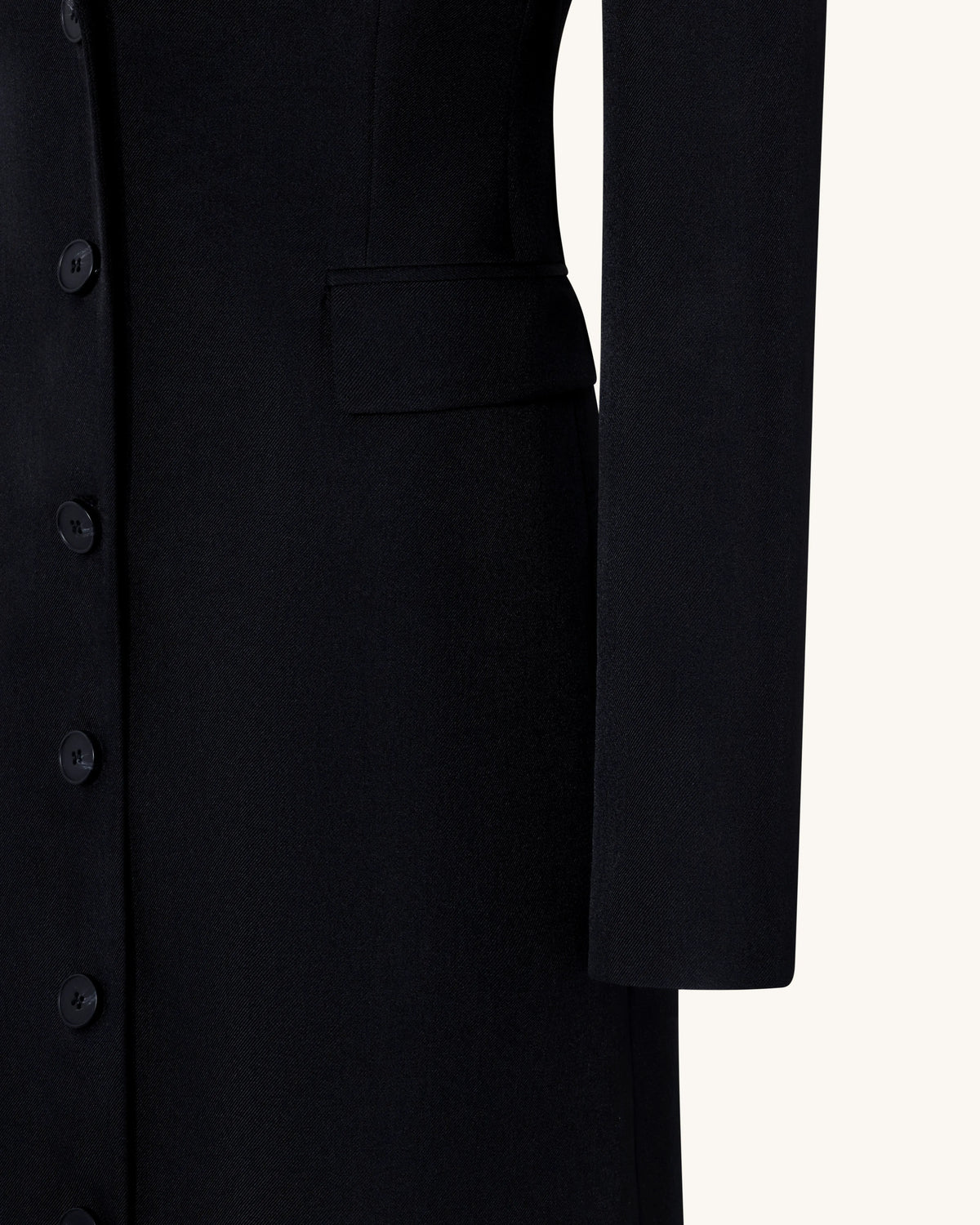 Structured Shoulder Fitted Lapel Maxi Coat - Black