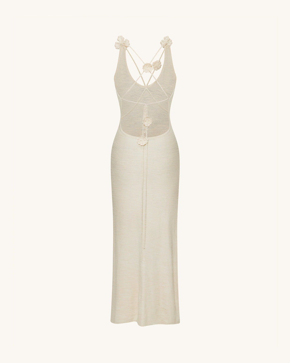 Textured Knit Halter Maxi Dress - Cream