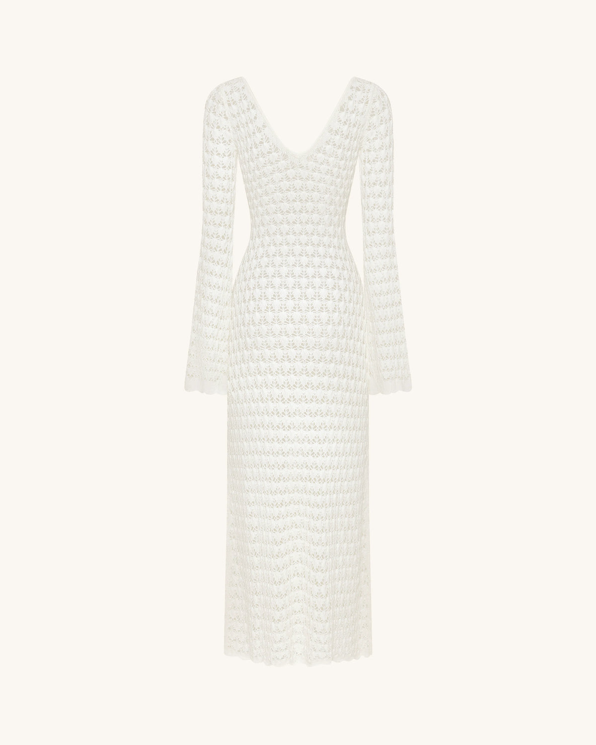 Pointelle Knit Keyhole Maxi Dress - White