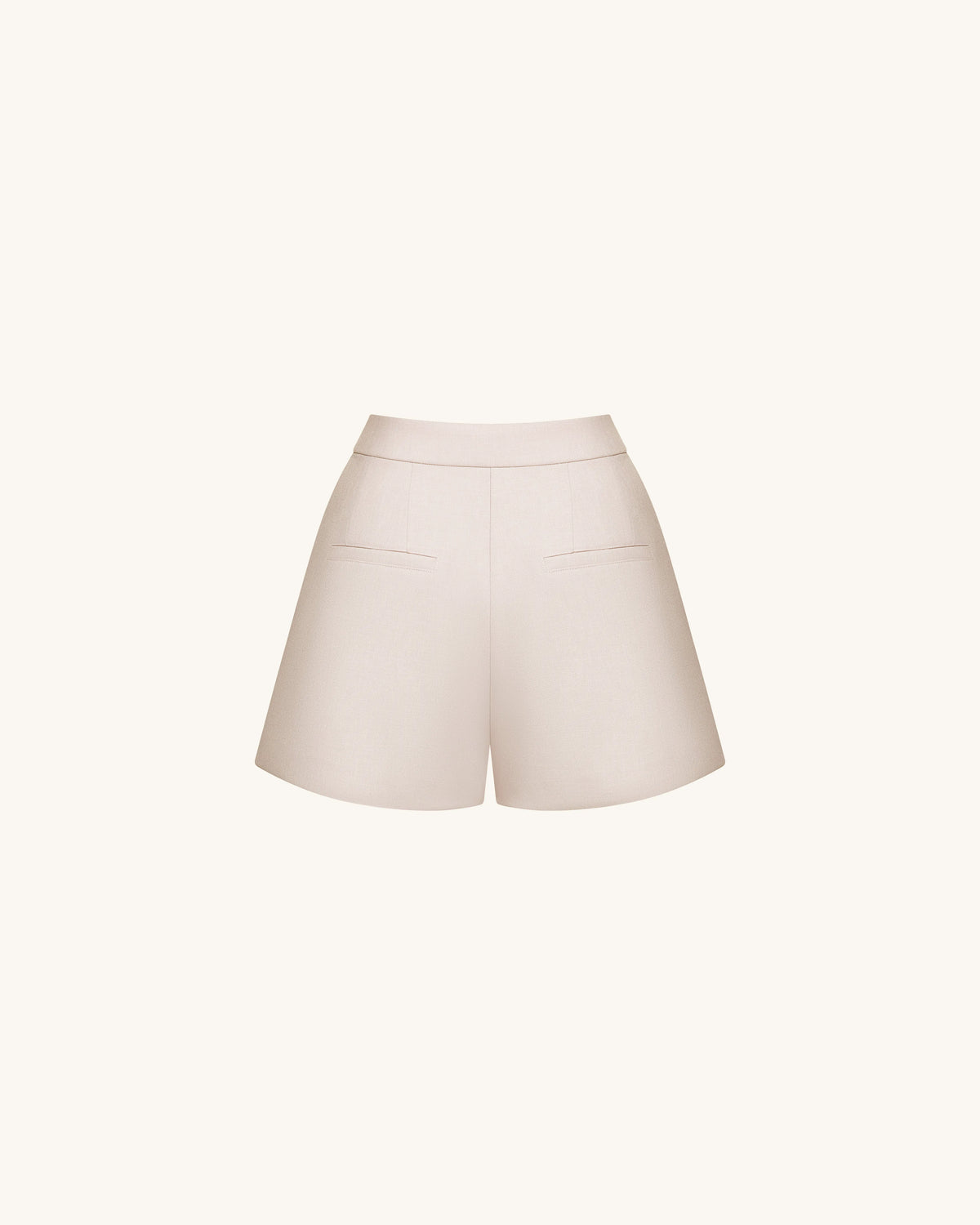 Woven Cotton Tailored Shorts - Beige