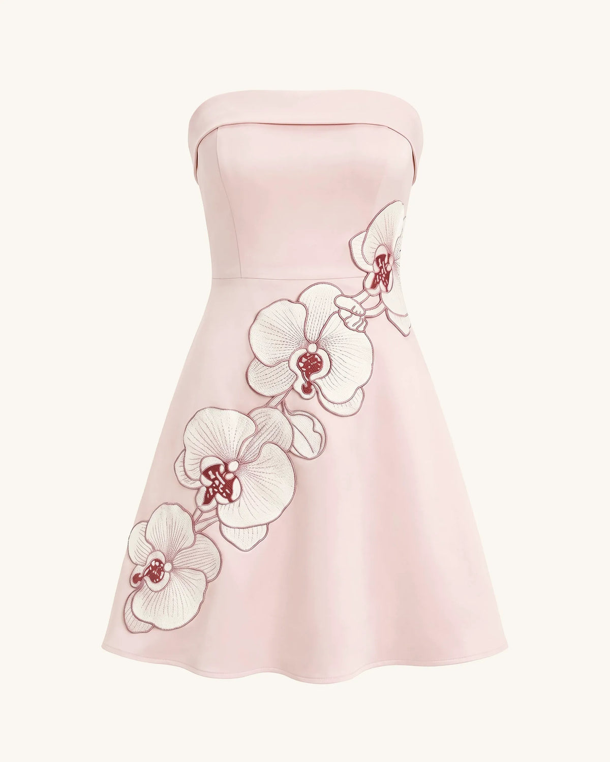 Orchid Embroidered Strapless A-Line Midi Dress - Blush Pink