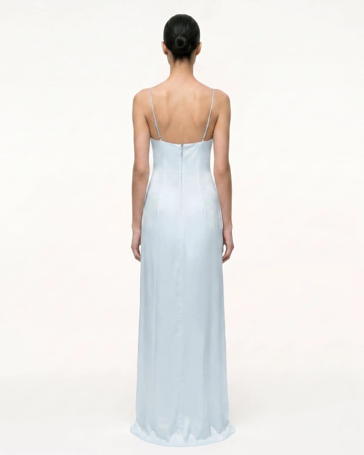 Iris Motif Satin Slip Gown - Light Blue