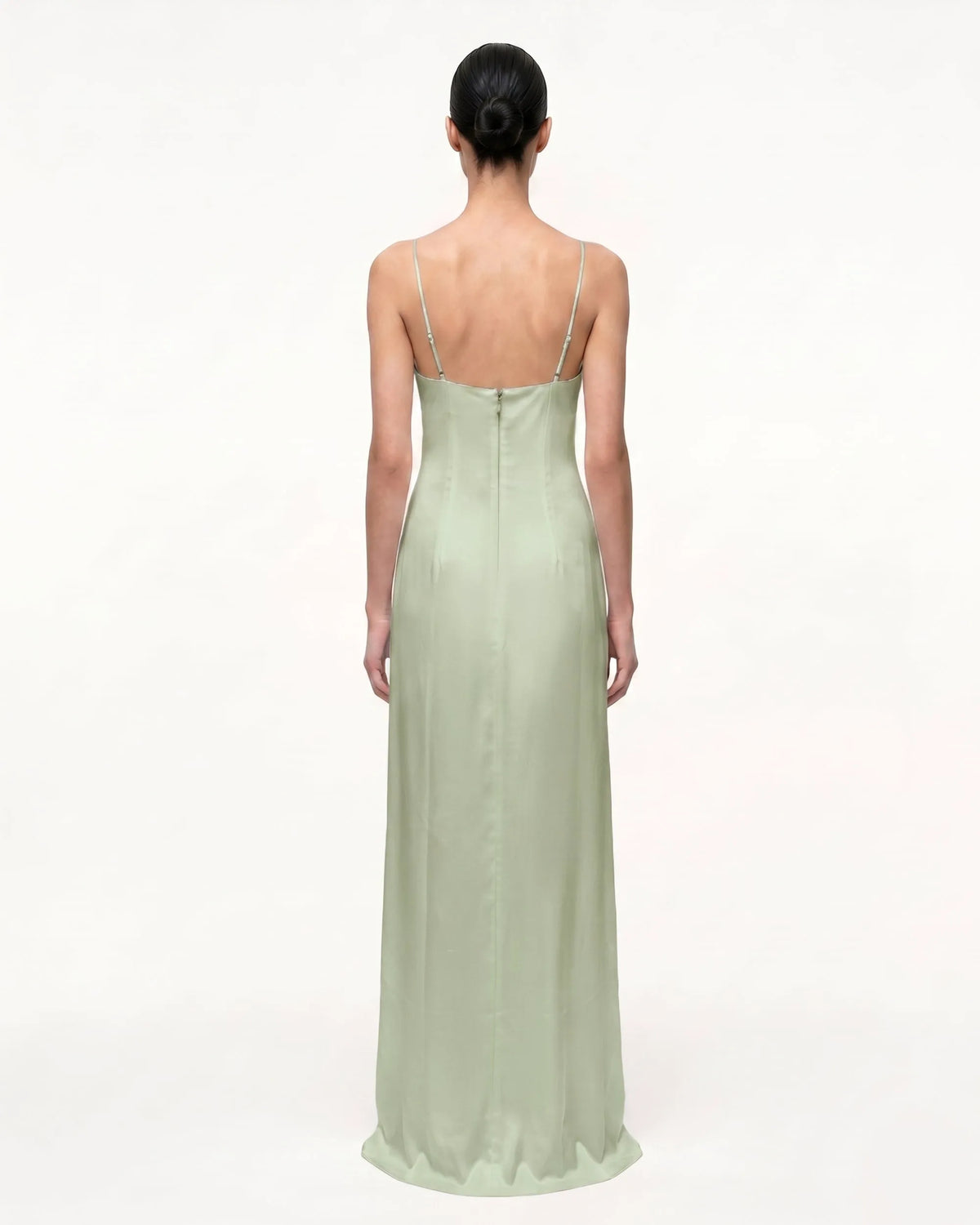 Iris Motif Satin Slip Gown - Light Green/Purple
