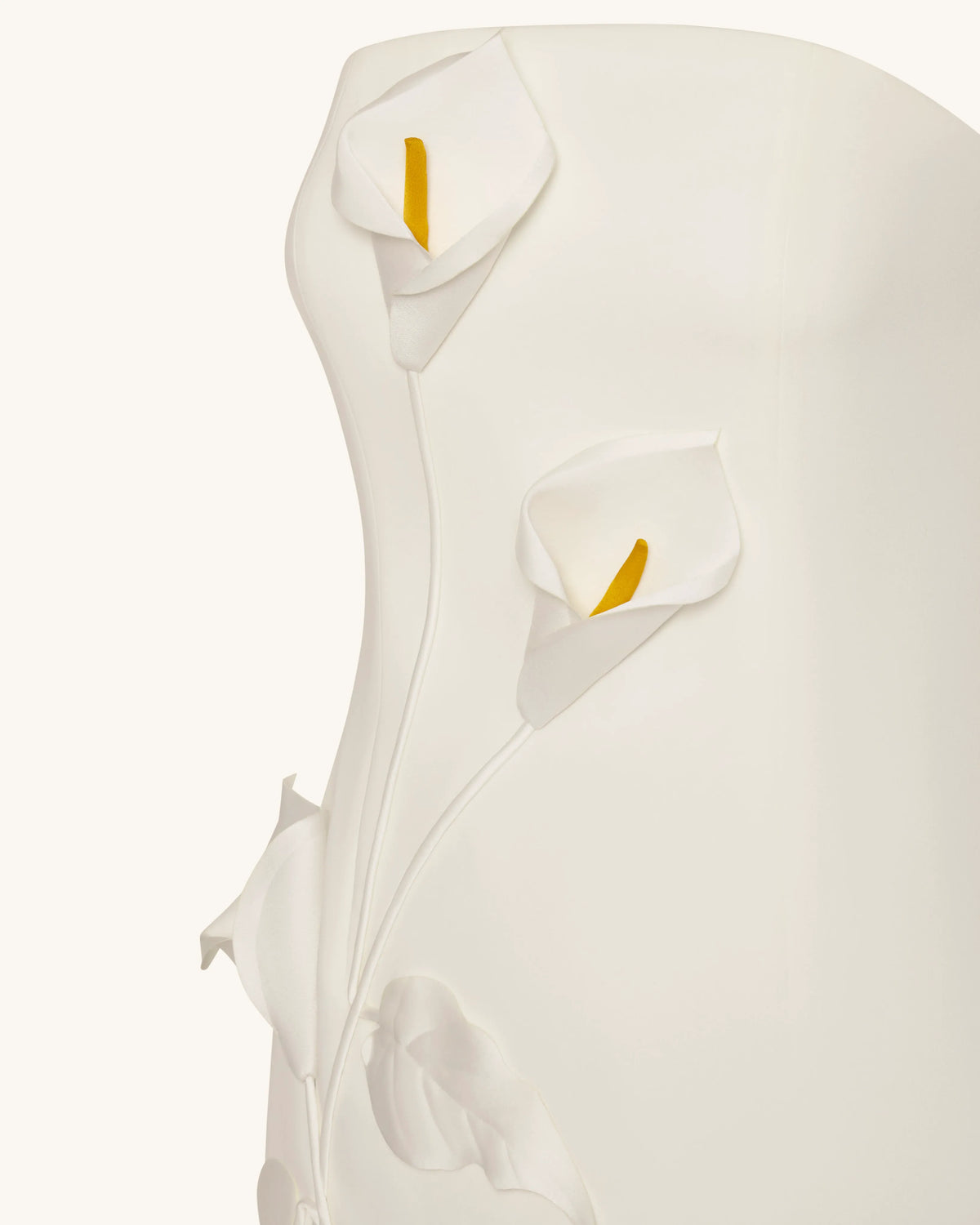 Strapless Floral Appliqué Dress - White