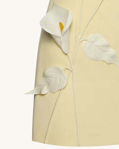 Strapless Floral Appliqué Dress - Yellow