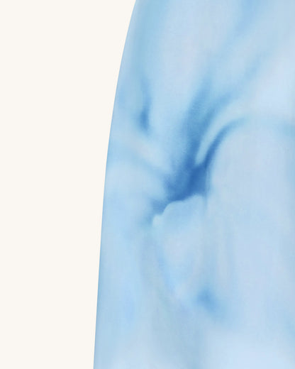 Watercolor Floral Print Strapless Maxi Dress - Blue