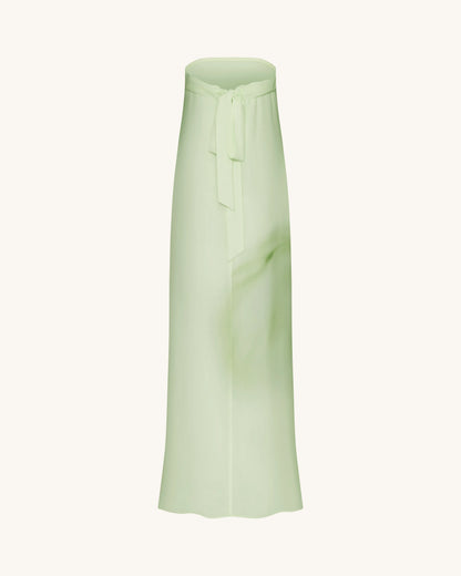 Watercolor Floral Print Strapless Maxi Dress - Green