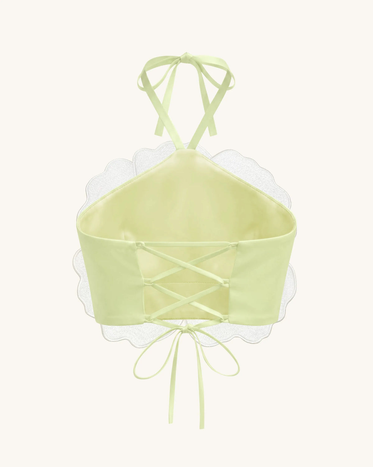 3D Floral Halter Crop Top - Ivory