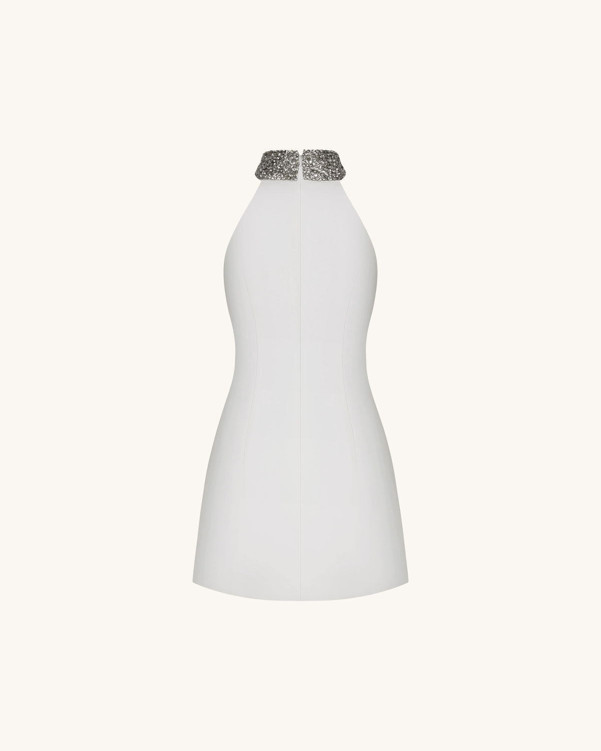 Jeweled Halter Iris Motif Dress - White
