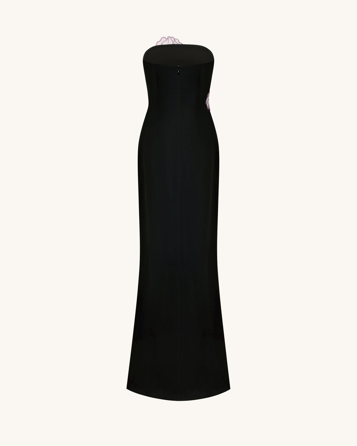 Iris Floral-Appliqué Strapless Maxi Dress - Black