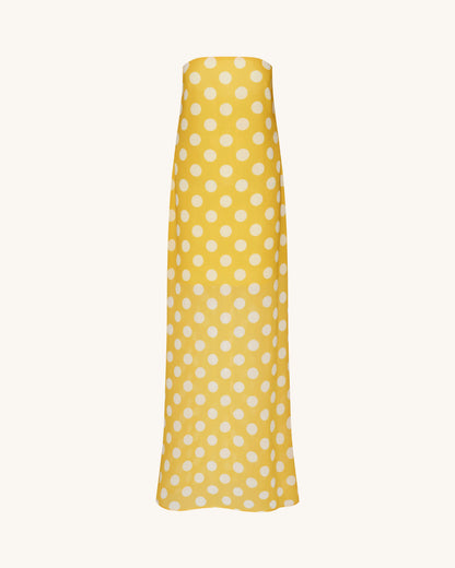 Polka-Dot Strapless Maxi Dress - Yellow