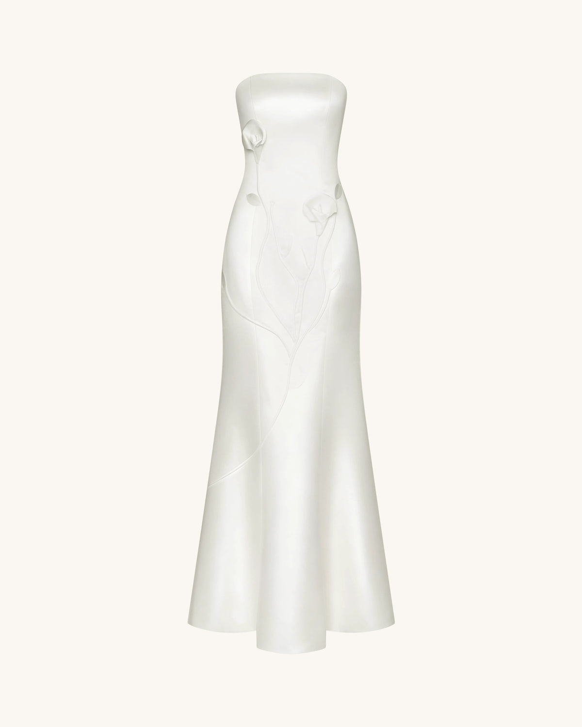 Strapless Floral Polyester Dress - White