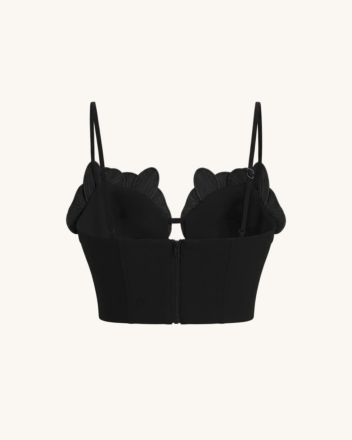 Orchid Embroidered Appliqué Corset Bustier Top - Black