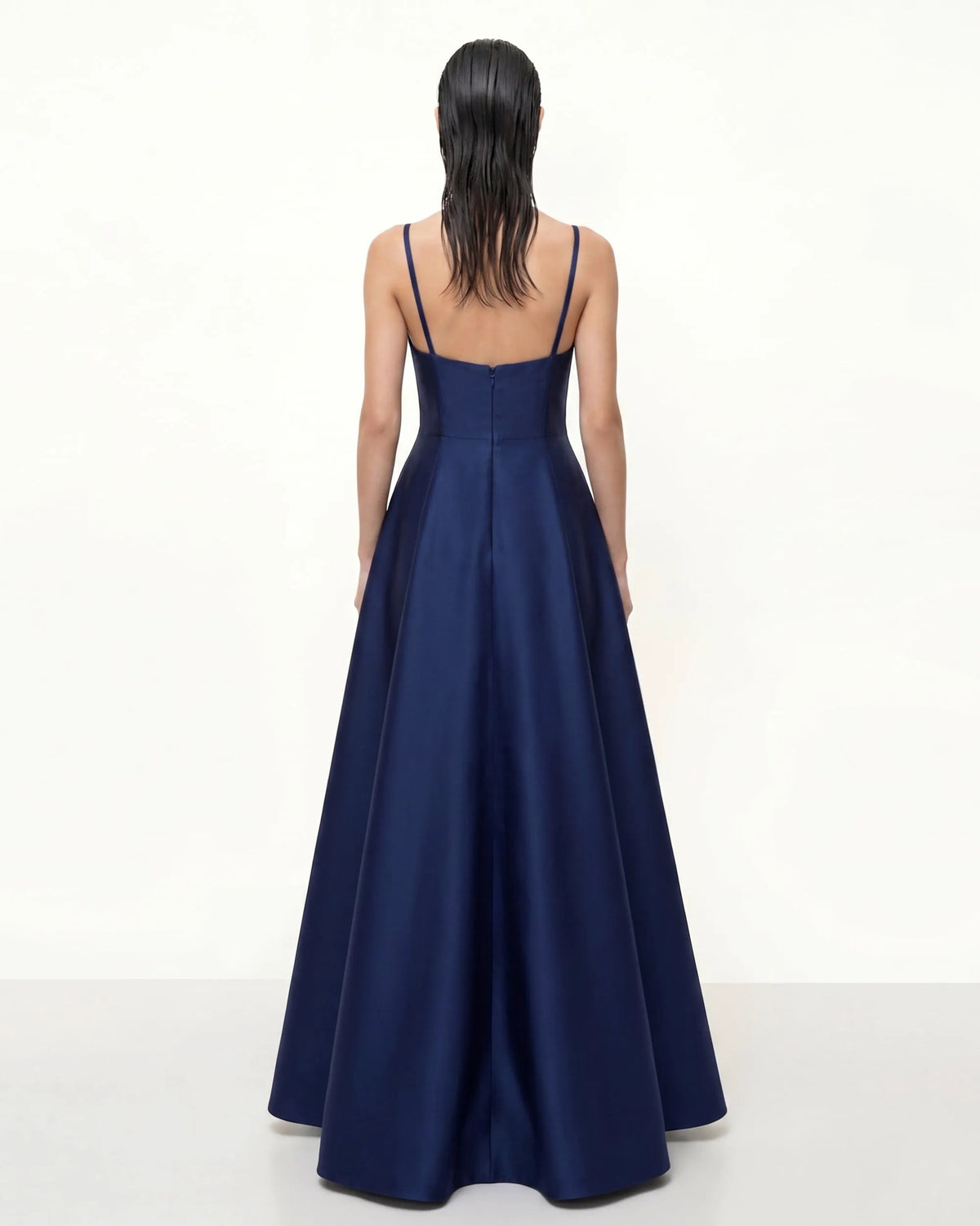 Iris Embroidered A-Line Maxi Dress - Navy Blue