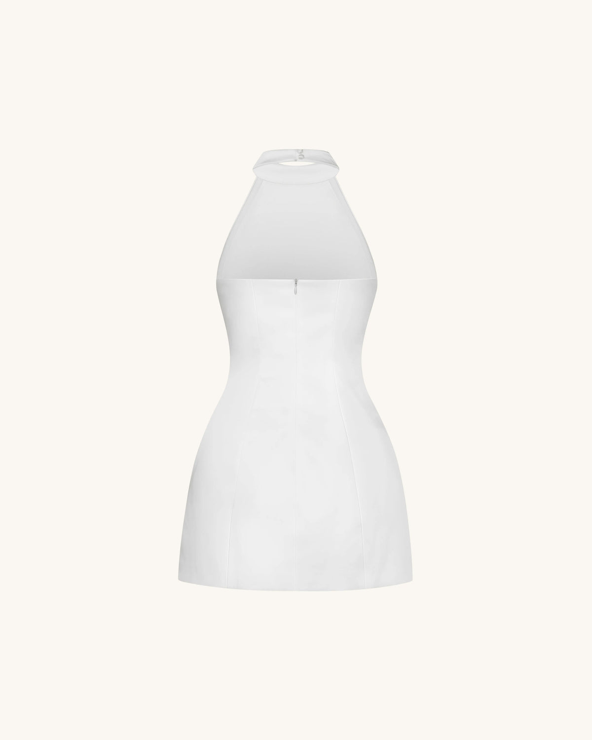 3D Floral Halter Mini Dress - White