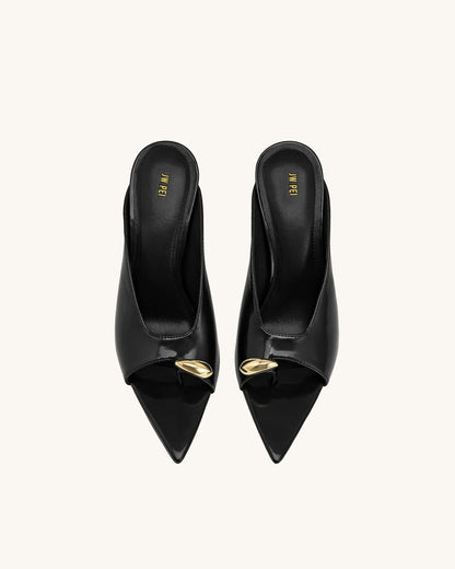 Noemi Pointed-Toe Mule Heels - Black