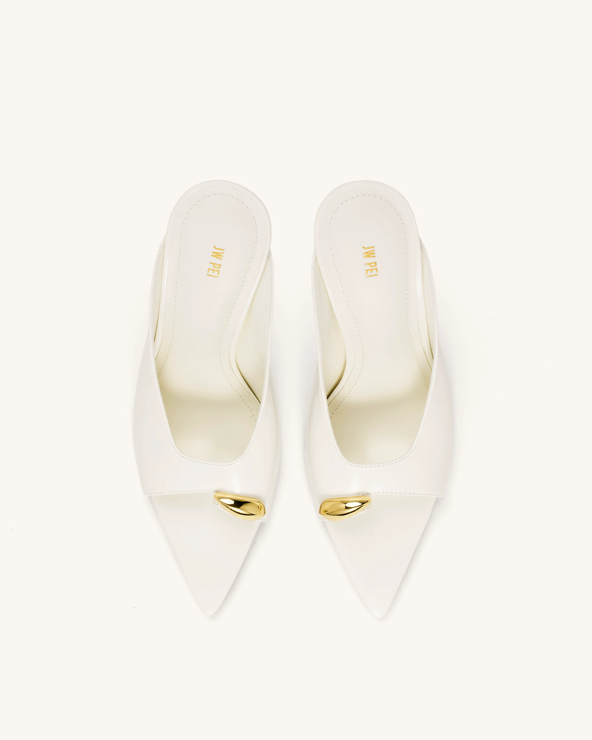 Noemi Pointed-Toe Mule Heels - White