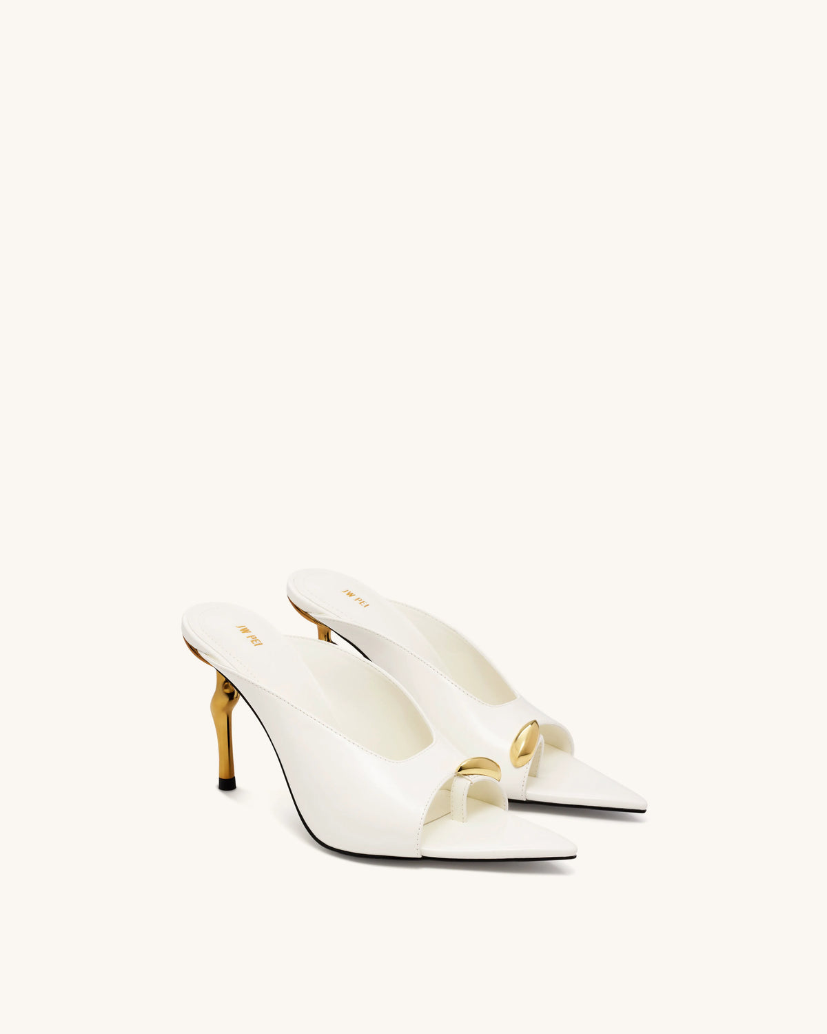 Noemi Pointed-Toe Mule Heels - White