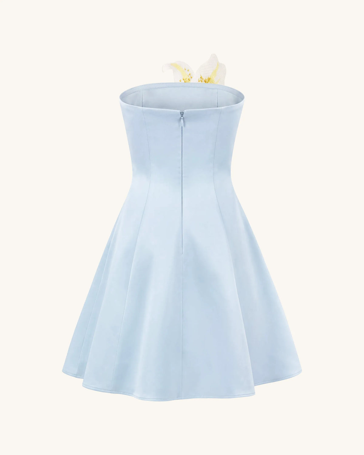 Lily Floral Print Strapless A-Line Mini Dress - Light Blue