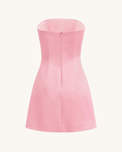 Hibiscus Embroidered Bandeau Mini Dress - Pink
