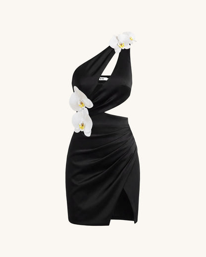 Orchid Embellished Cutout Mini Dress - Black