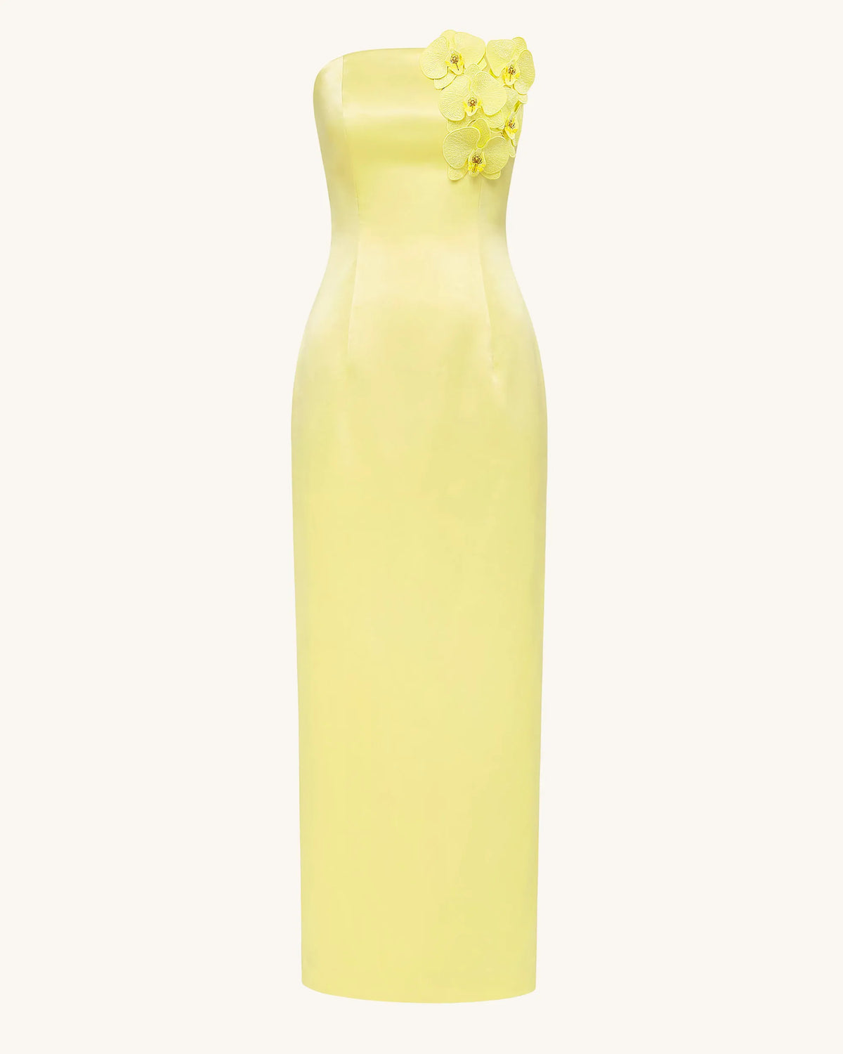 Orchid Embellished Strapless Maxi Dress - Yellow