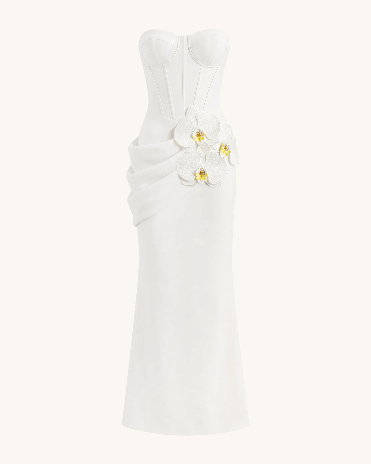 Orchid Embellished Corset Maxi Dress - White