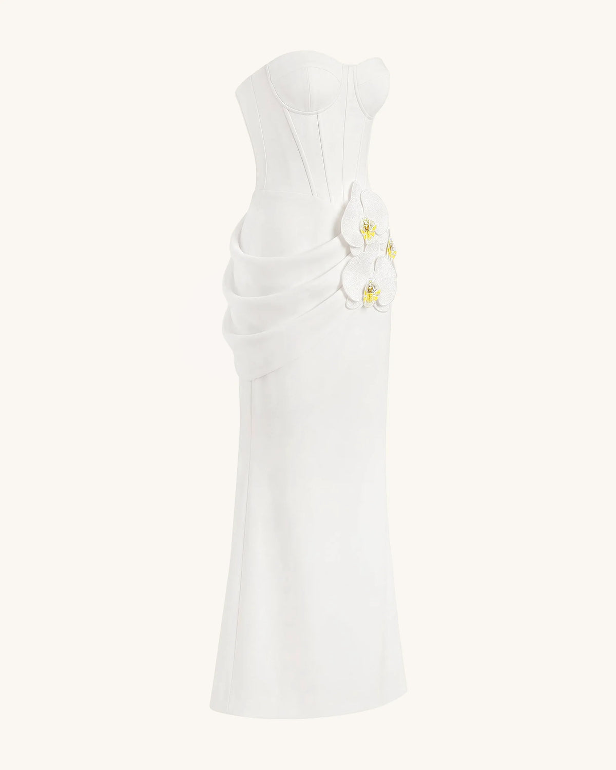 Orchid Embellished Corset Maxi Dress - White