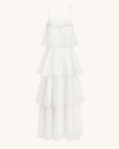 Orchid Embroidered Layered Maxi Dress - White
