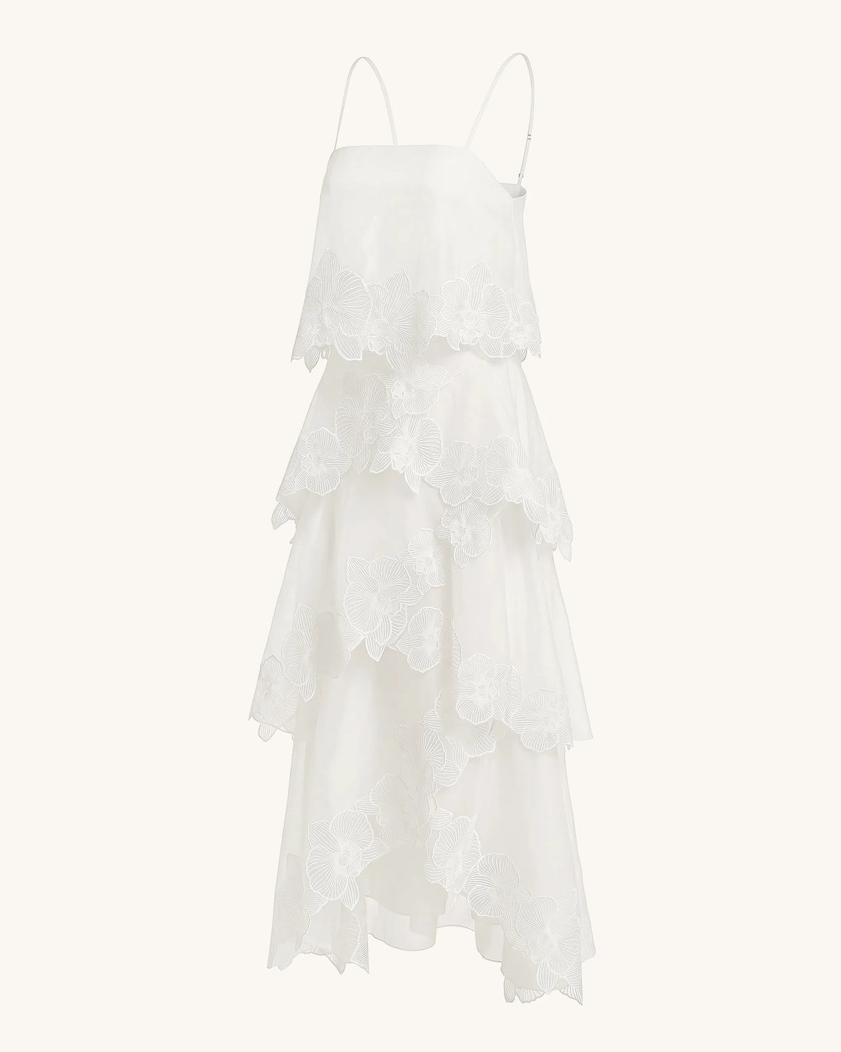 Orchid Embroidered Layered Maxi Dress - White