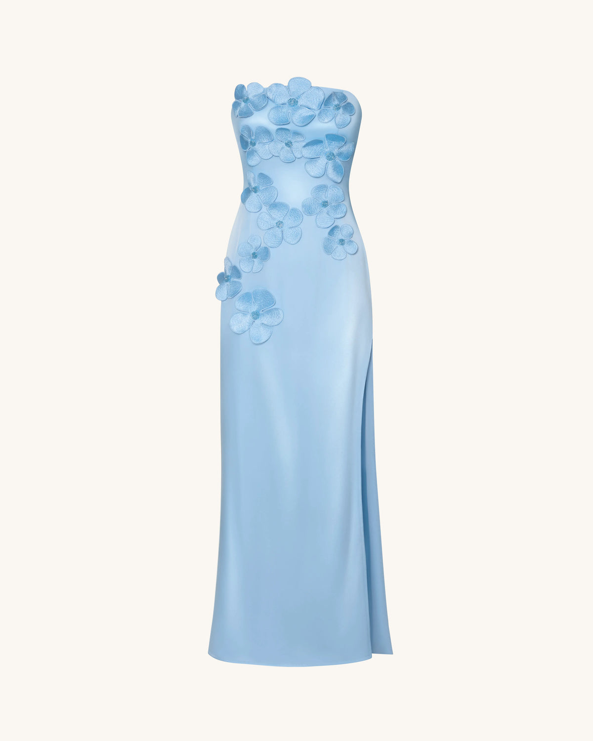 Floral Embroidered Long Dress - Blue