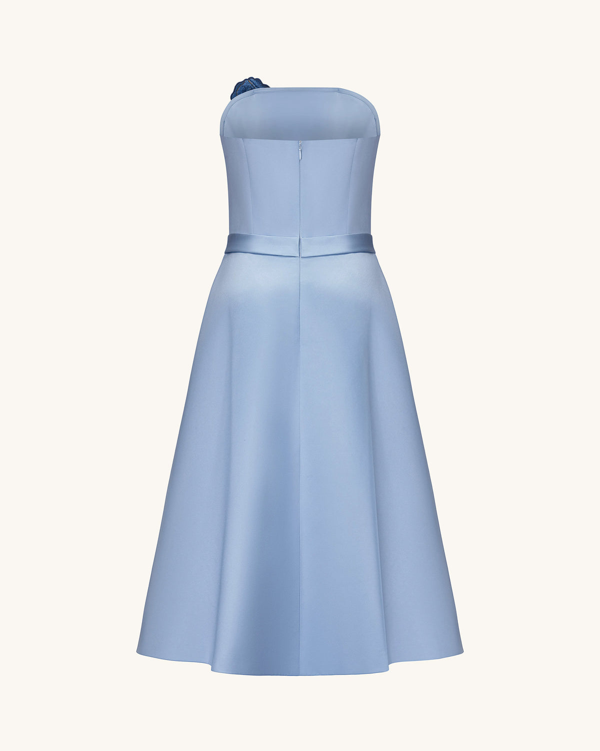 Iris Embroidered Strapless A-Line Midi Dress - Dusty Blue
