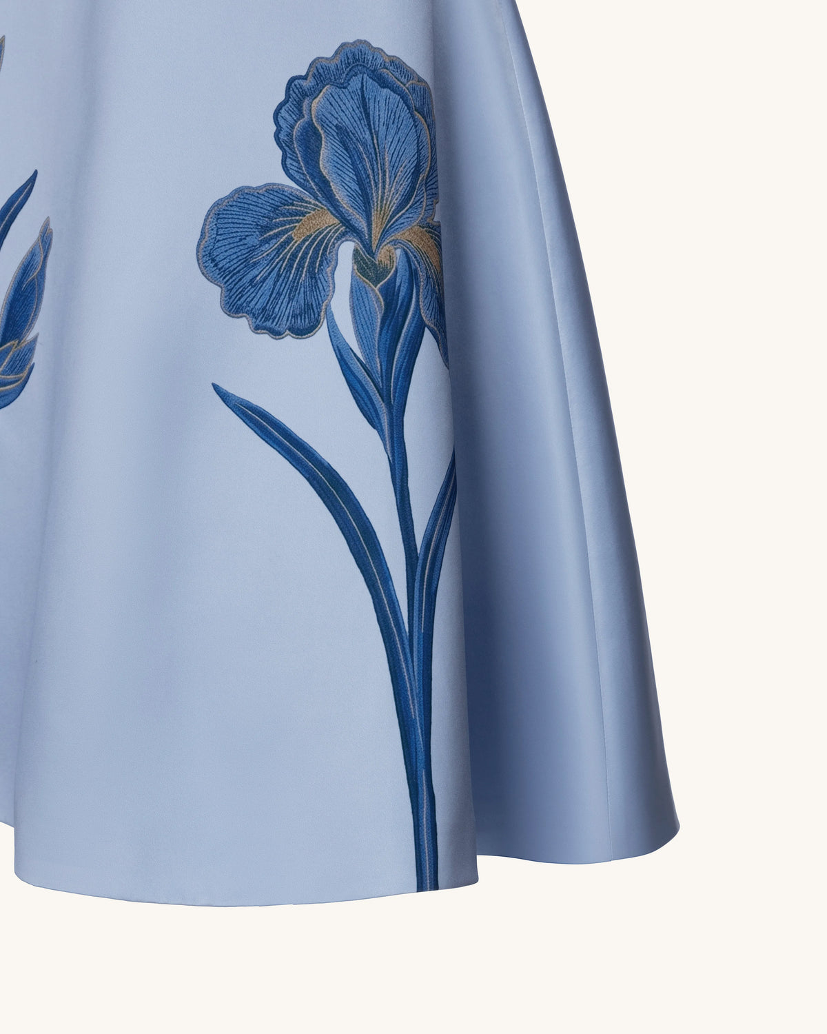 Iris Embroidered Strapless A-Line Midi Dress - Dusty Blue