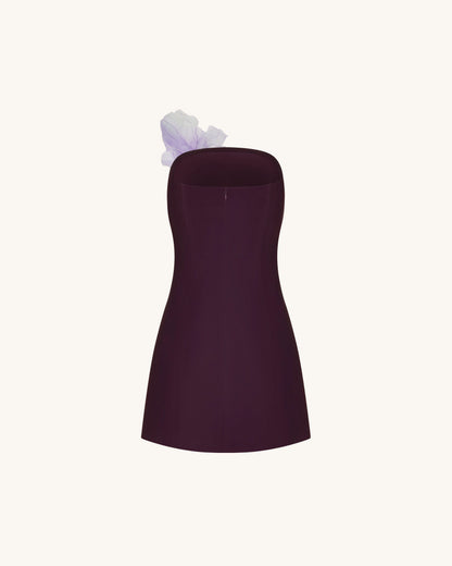Floral Printed Mini Dress - Purple