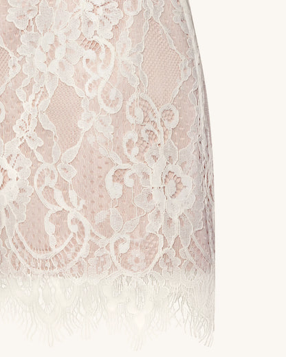 One Shoulder Lace Mini Dress - White