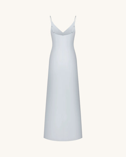 Iris Motif Satin Slip Gown - Light Blue