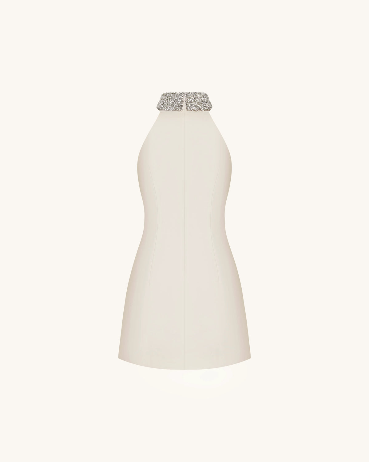 Jeweled Halter Iris Motif Dress - Ivory/Pink