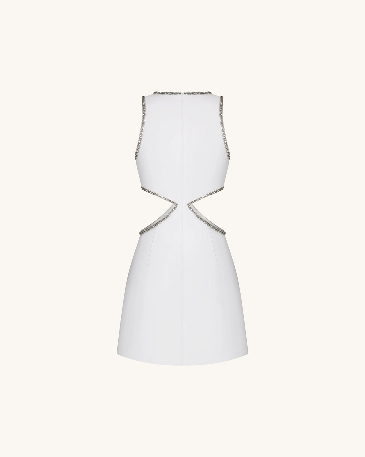 Beaded Trim Floral Mini Dress - White