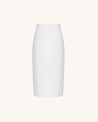 Iris Print High-Waisted Pencil Midi Skirt - White/Purple
