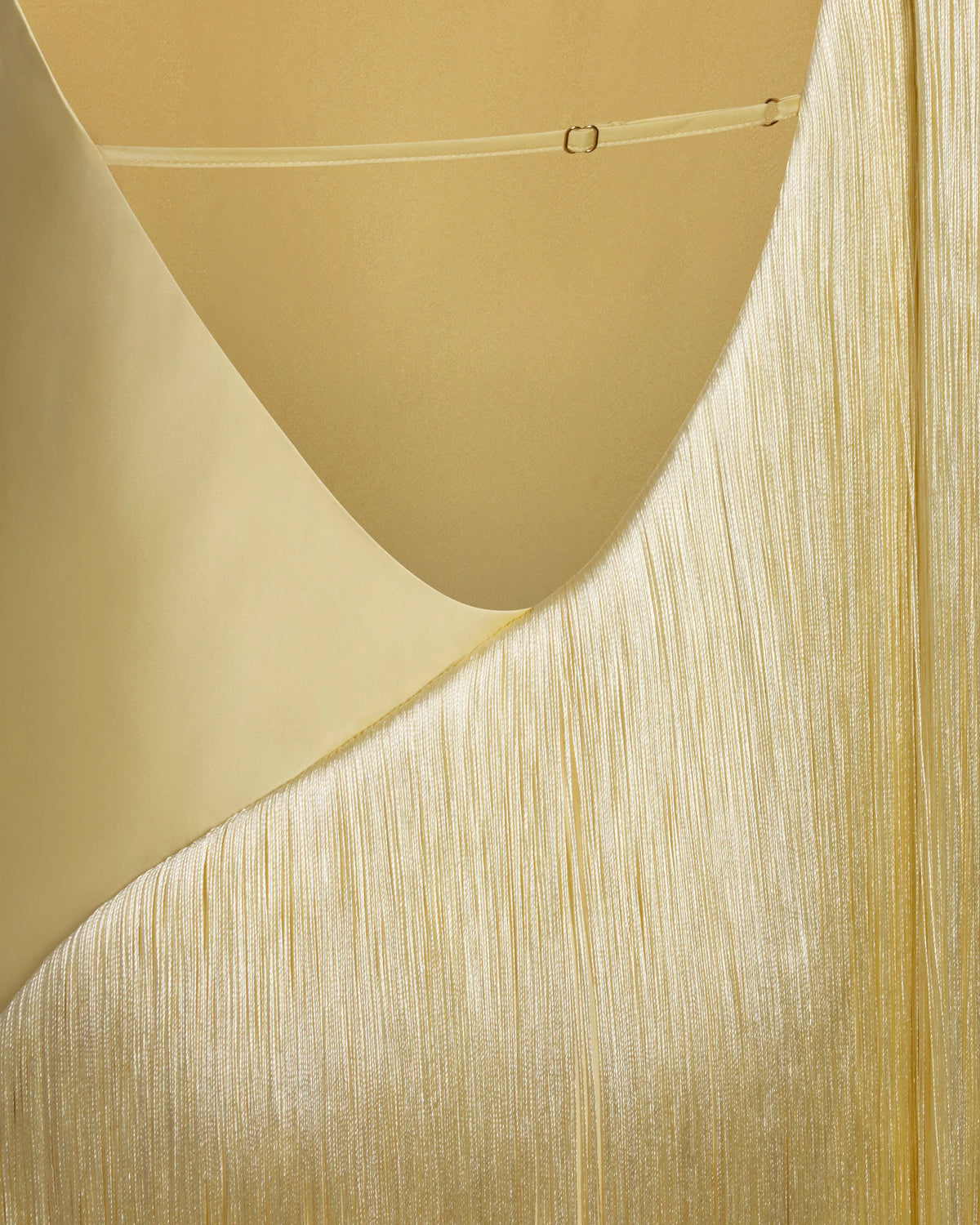 Fringe One Shoulder Maxi Dress - Champagne