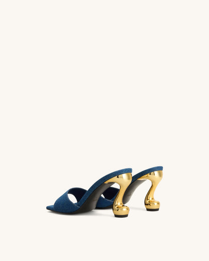 Hannah Denim Mule Heels - Denim Blue