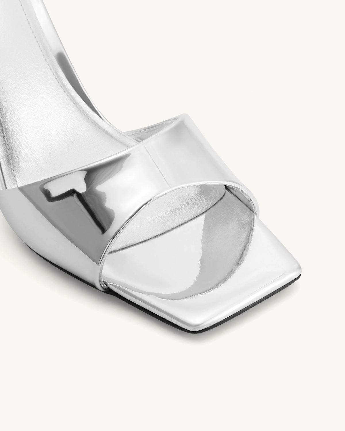 Hannah Metallic Faux Leather Mule Heels - Silver
