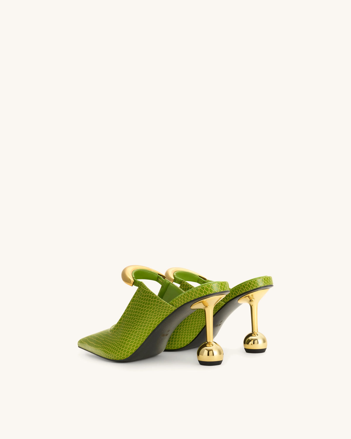 Sofia Metal Accent Sphere Heel Mules - Green