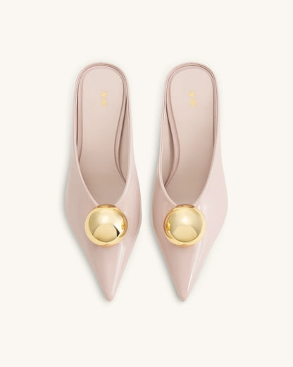 Sofia Angled Vamp Heel Mules - Dusty Pink